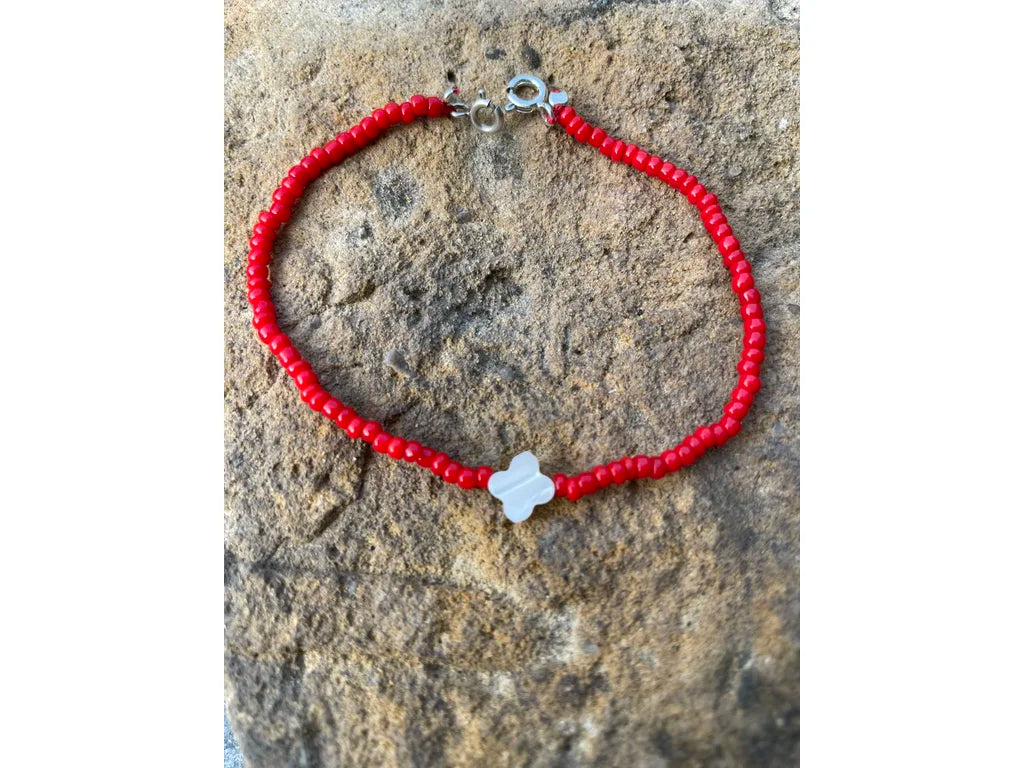 Signature red Murano deadstock and pearl bracelet