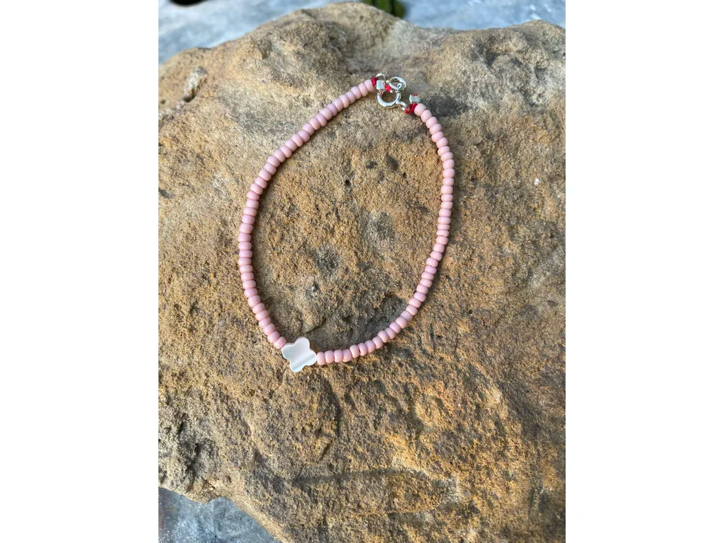 Matte pink Murano deadstock and pearl bracelet