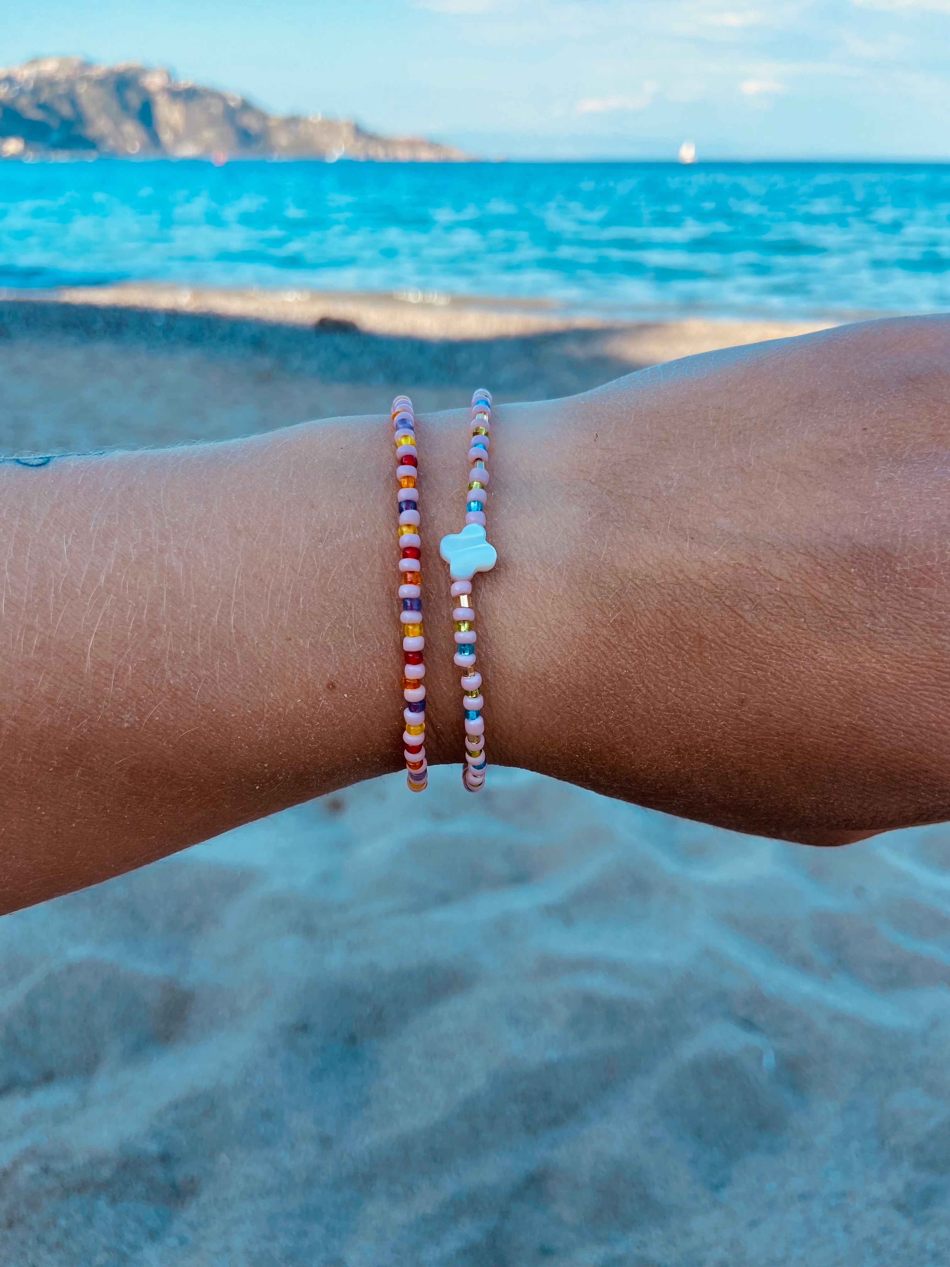 Double pink Murano deadstock and pearl bracelet