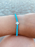 Matte baby blue Murano deadstock and pearl bracelet
