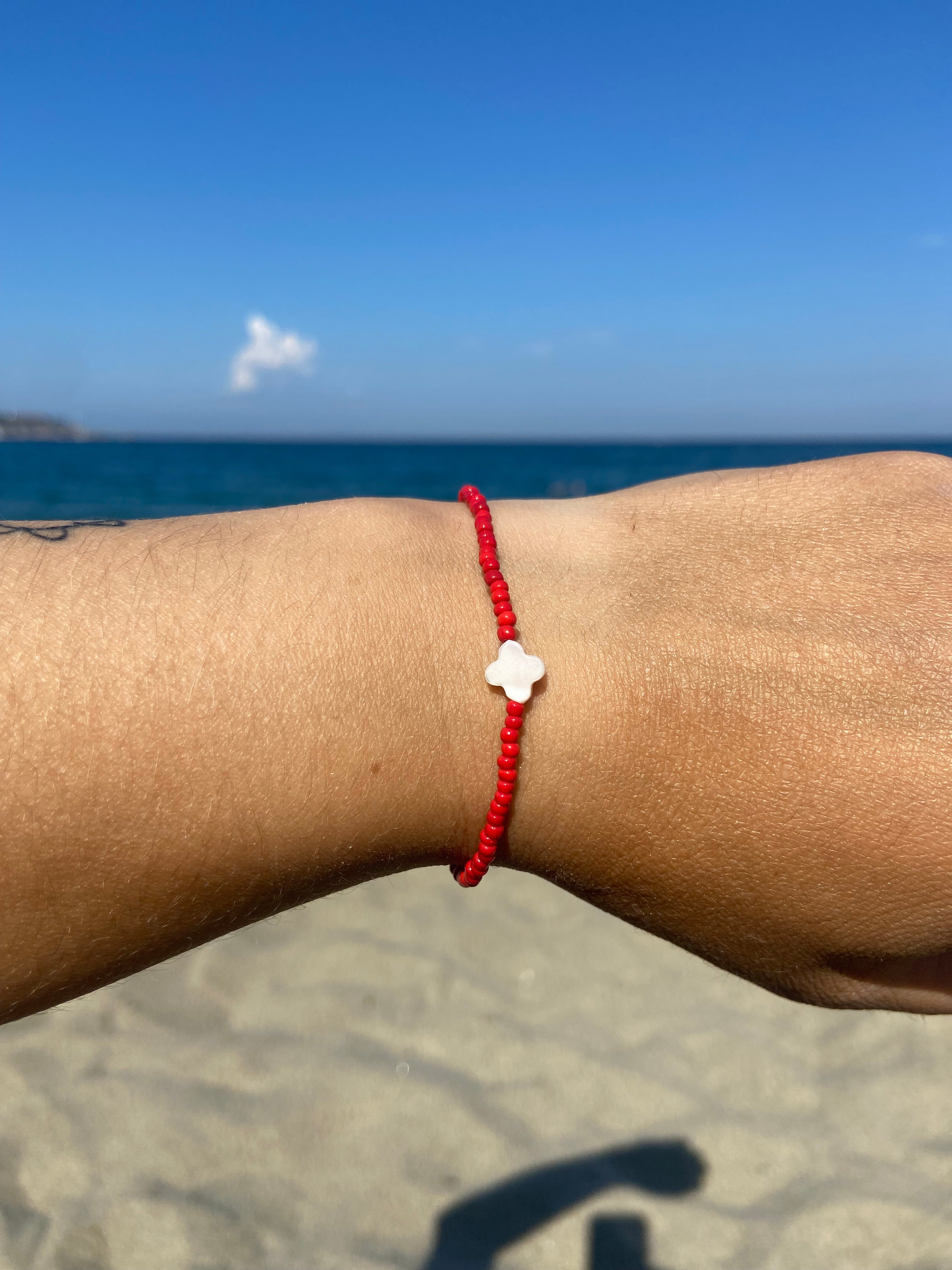 Signature red Murano deadstock and pearl bracelet