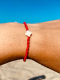 Signature red Murano deadstock and pearl bracelet