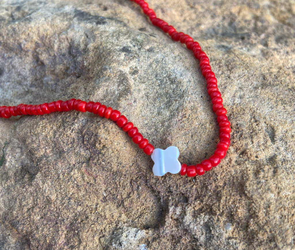 Signature red Murano deadstock and pearl bracelet