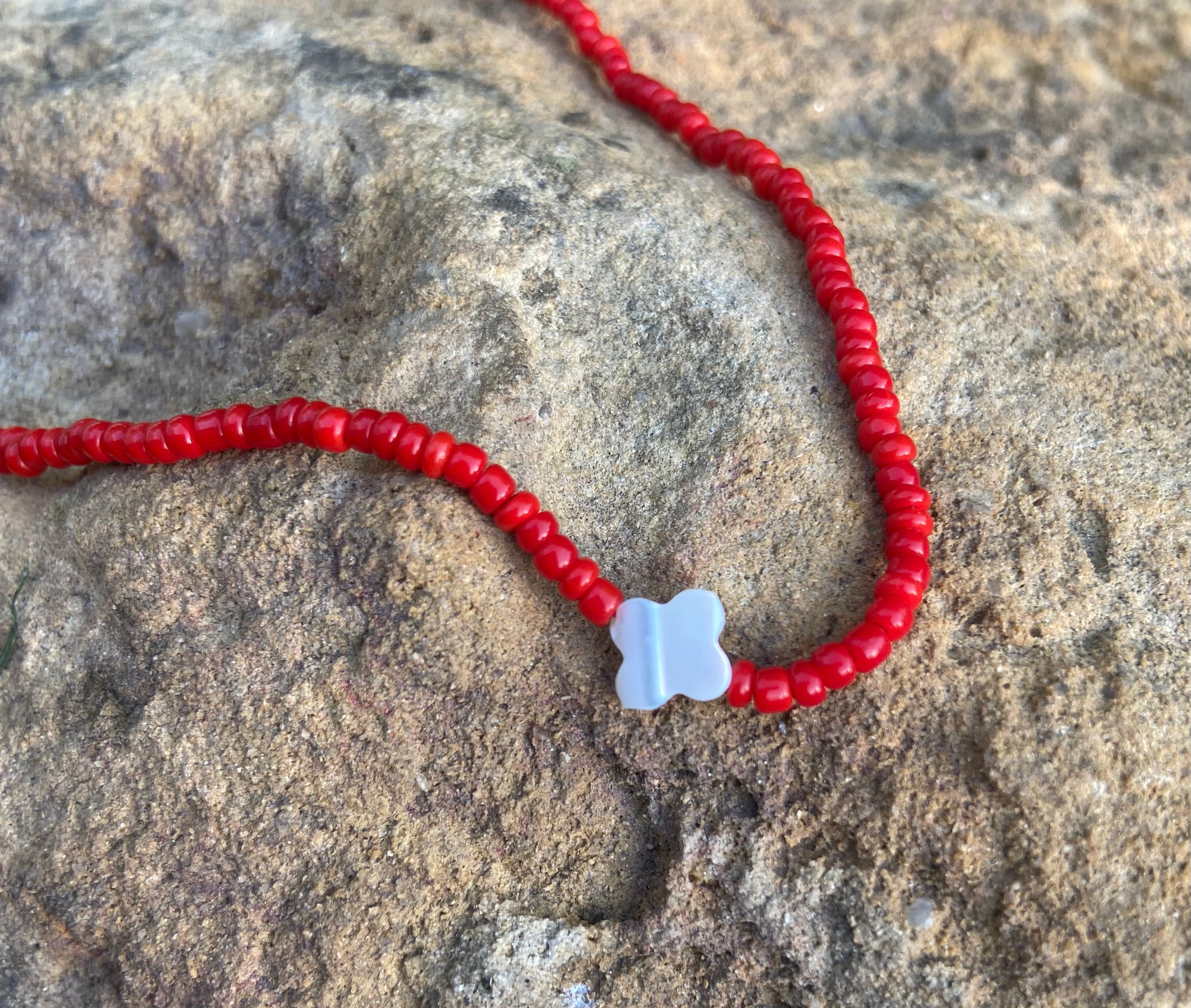 Signature red Murano deadstock and pearl bracelet