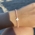 Matte pink Murano deadstock and pearl bracelet